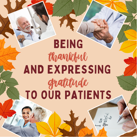 Images of patients and fall leaves
